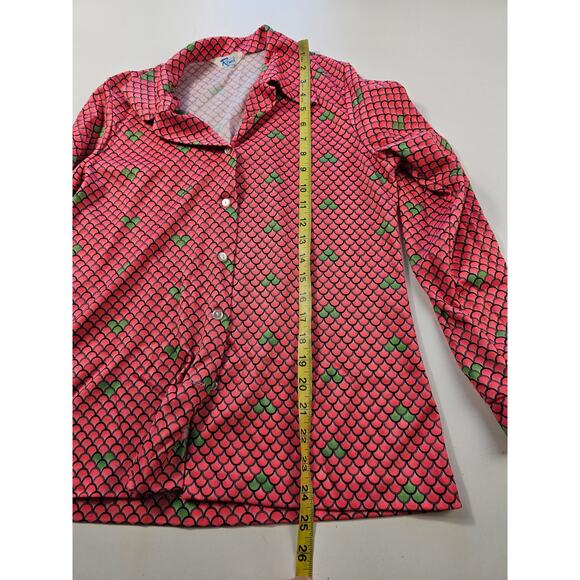 Vintage 90s mister reno of California rare retro neon pink green snakeskin top M - Picture 5 of 6